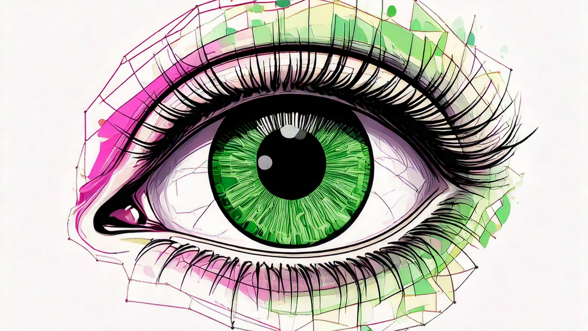 pink and green eye, generated with Adobe Firefly