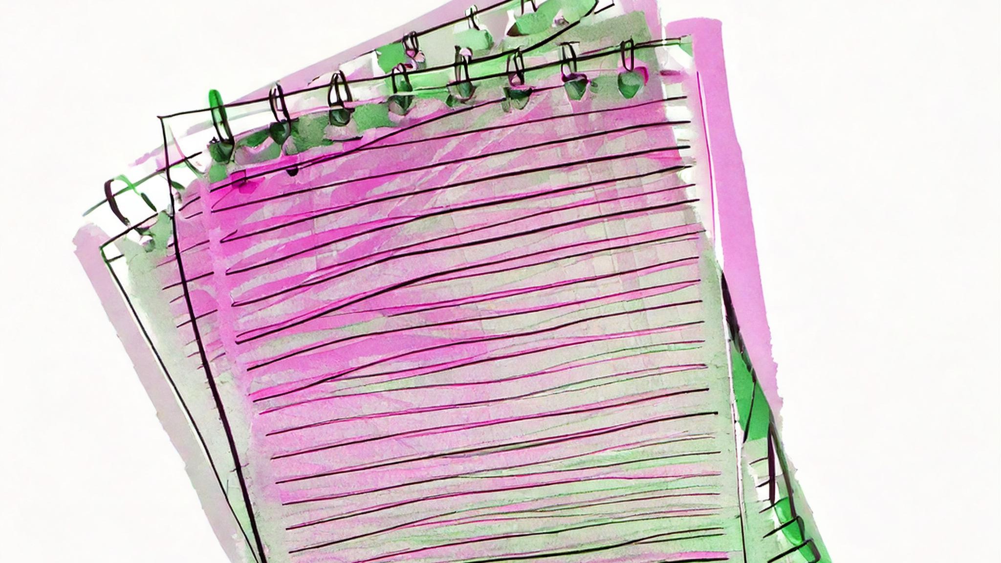 pink and green notebook, generated with Adobe Firefly